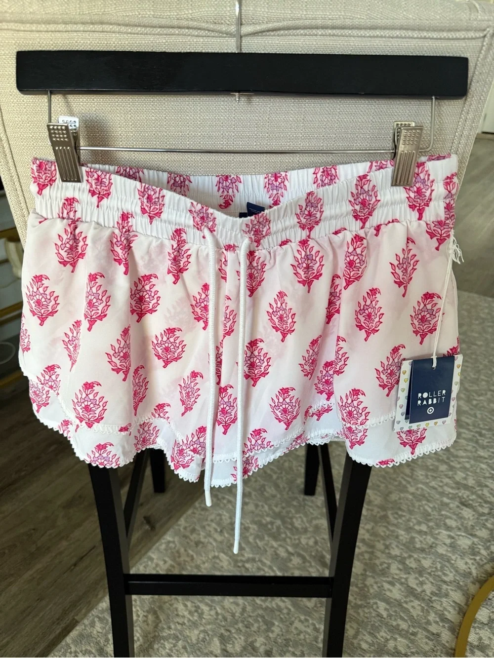 Roller Rabbit x Target Pink Block Print Ruffle Lounge Shorts XS NWT